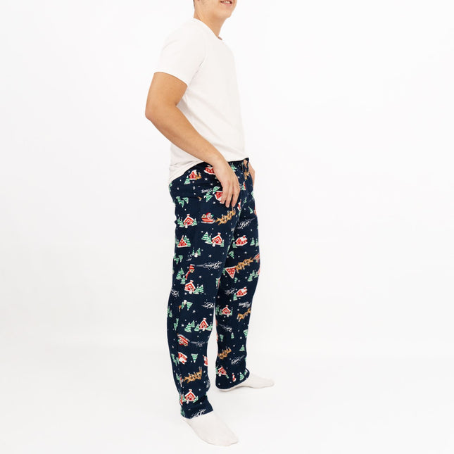 Old Navy Mens Blue Reindeer & Sleigh Rides PJ Bottom-Quality Brands Outlet-