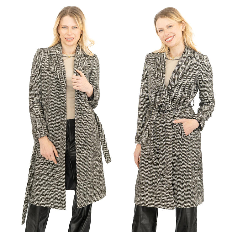 Womens Twill Herringbone Coat