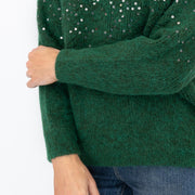 M&S Womens Green Sequin Crew Neck Jumper - Quality Brands Outlet