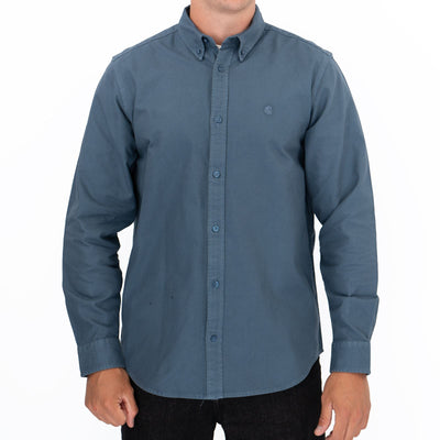 Carhartt WIP Mens Shirt Long Sleeve Madison Storm Blue - Quality Brands Outlet