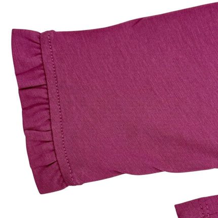 Boden Damson Pink Supersoft Frill Henley Top Cotton Modal Slim Fit - Quality Brands Outlet