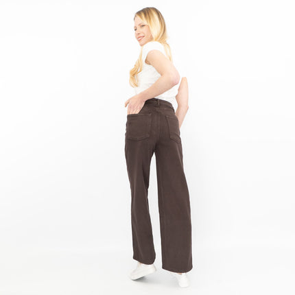 M&S Wide Leg Jeans Chocolate Brown