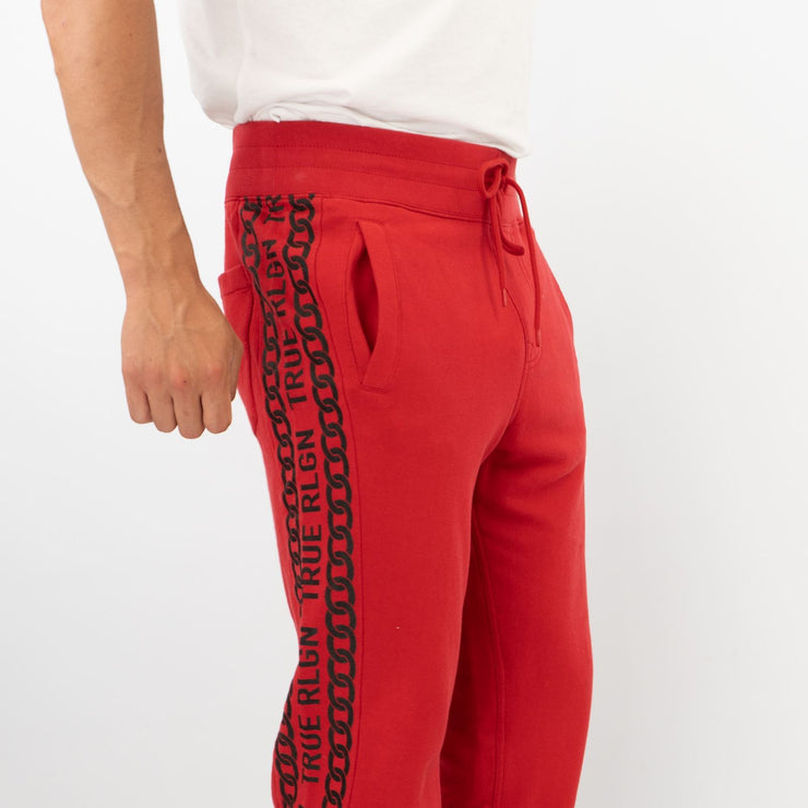 True Religion Mens Red Chain Detail Jogger Sweatpants