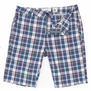 Men's Summer Chino Shorts Blue Tartan Cotton Shorts