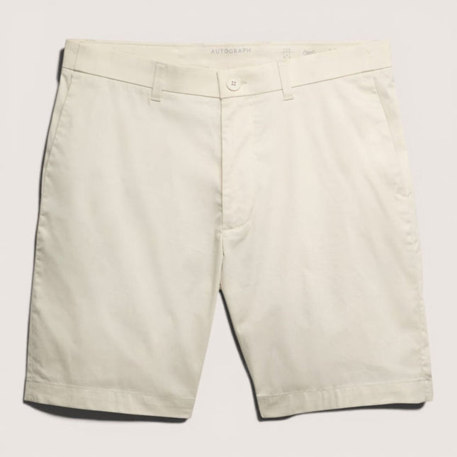 M&S Autograph Stone Cream Lightweight Chino Shorts Regular Fit Summer - Quality Brands Outlet