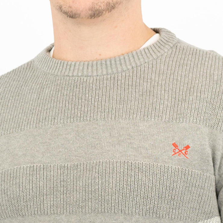 Crew Clothing Mens Rib Knitted Jumper Long Sleeve Light Grey - Quality Brands Outlet