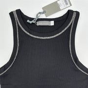 Mint Velvet Ribbed Embellished High Neck Vest Top Black - Quality Brands Outlet