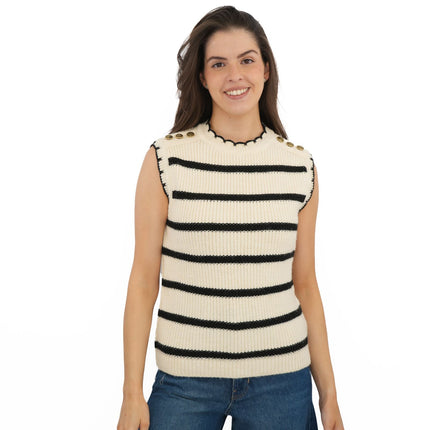 M&S Scalloped Crew Neck Button Detail Vest Tank Top - Quality Brands Outlet