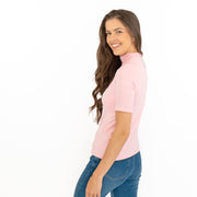 Karen Millen Pink Short Sleeve Jersey Funnel Neck Top