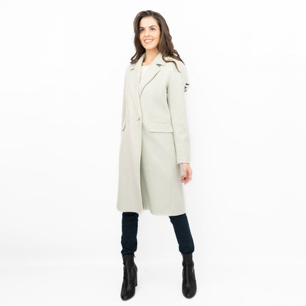 Phase Eight Revere Coat Wool Blend Double Breasted Knee Length Light Green - Quality Brands Outlet