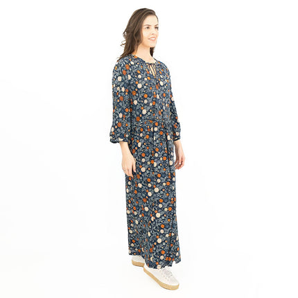 Seasalt Floral Navy Jersey Ankle Length Dress-Quality Brands Outlet-