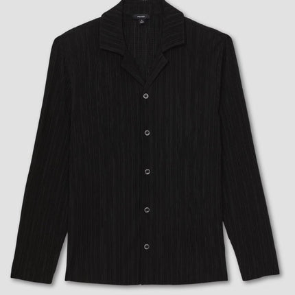 Aubry Cuban Shirts Long Sleeve Collared Black-Quality Brands Outlet-