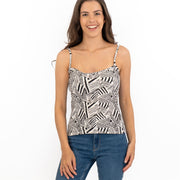 Karen Millen Black & White Tank Top Geometric Print Sleeveless Summer Tops - Quality Brands Outlet