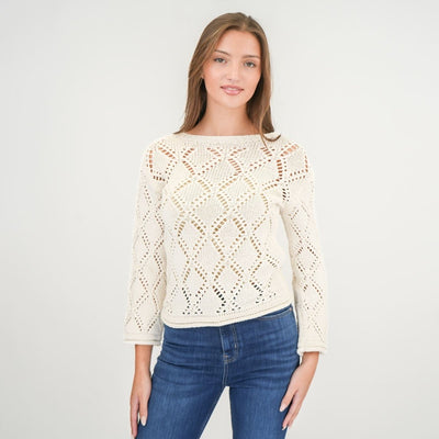 M&S Ivory Crochet Jumper Long Sleeve Tops - Quality Brands Outlet