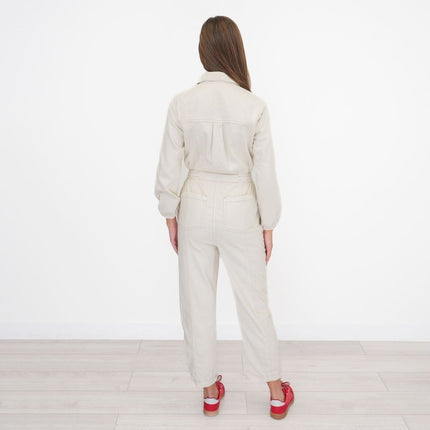 M&S Cream Utility Jumpsuits Long Sleeve-Quality Brands Outlet-