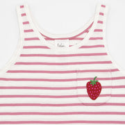 Mini Boden Girls T-Shirt White Sleeveless Summer Red Stripe Vest Tops