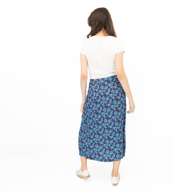 White Stuff Purple Floral Longer Length Midi Skirt - Quality Brands Outlet