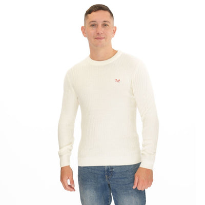Crew Clothing Mens Jumper Chunky Rib White - Quality Brands Outlet