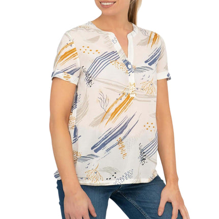Seasalt Dancing Light White Print Short Sleeve Lightweight Summer Tops-Quality Brands Outlet-