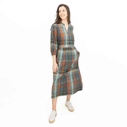 Seasalt Fair Green Check Midi Dress-Quality Brands Outlet-