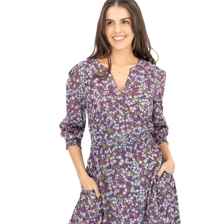 Seasalt Purple Fawn Dress Waisted Midi Organic Cotton - Quality Brands Outlet