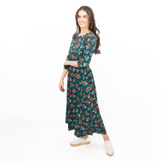 Seasalt Teal Forestry Dress in Floral Quilt Loch Print-Quality Brands Outlet-