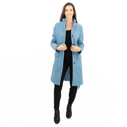 M&S Blue Belted Funnel Neck Trench Coat