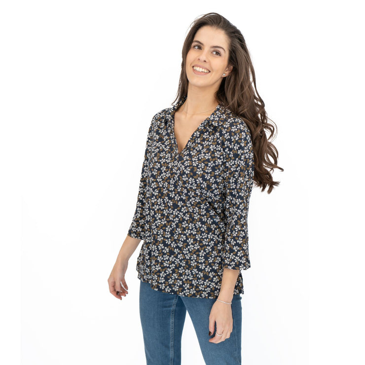 Seasalt Womens Wavecrest Shirt Navy Blue Cotton Jersey - Quality Brands Outlet