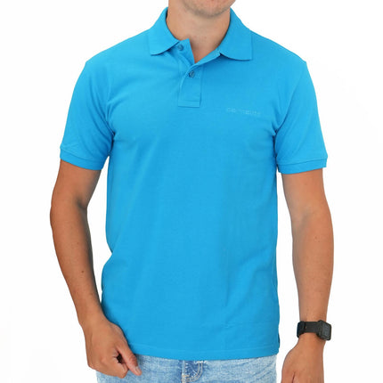 Mens Summer Tops Short Sleeve Blue Pique Polo Shirts Premium Brand-Quality Brands Outlet-
