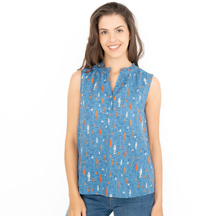 Seasalt Blue Fish Flower Fields Summer Vest Sleeveless Tops-Quality Brands Outlet-