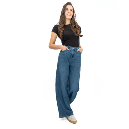 M&S Slouchy Wide Leg Jeans Medium Indigo Denim - Quality Brands Outlet