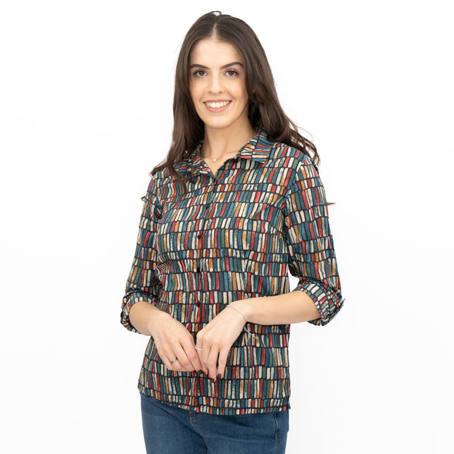 Seasalt Larissa Shirt Long Sleeve Teal Multicolour-Quality Brands Outlet-
