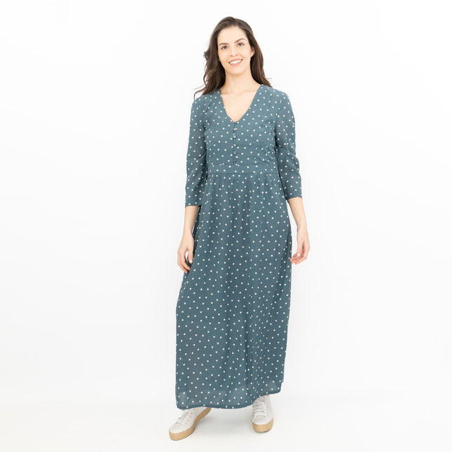 Seasalt Blue Feather Slate Polka Dot Midi Dress-Quality Brands Outlet-