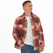 M&S Mens Cotton Rich Check Overshirt Red - Quality Brands Outlet