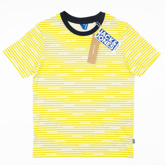 Jack & Jones Kids Lime Green Summer T-Shirts Stripes Casual Crew Neck Tops