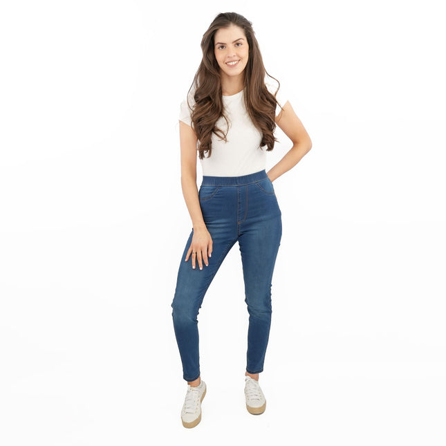 M&S Blue Jegging High Waist Ankle Grazer Skinny Leg Jeans-Quality Brands Outlet-