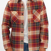 M&S Mens Cotton Rich Check Overshirt Red - Quality Brands Outlet