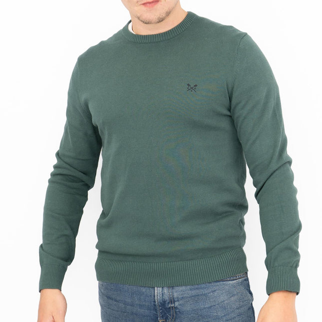 Crew Clothing Mens Knitted Jumper Long Sleeve Emerald Green-Quality Brands Outlet-