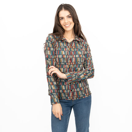 Seasalt Larissa Shirt Long Sleeve Teal Multicolour-Quality Brands Outlet-