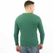 Crew Clothing Mens Jumper Green V-Neck Ribbed Long Sleeve Organic Cotton