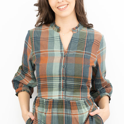 Seasalt Fair Green Check Midi Dress-Quality Brands Outlet-