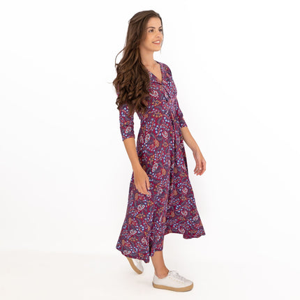 Seasalt Red Floral Chacewater Jersey Midi Dress-Quality Brands Outlet-