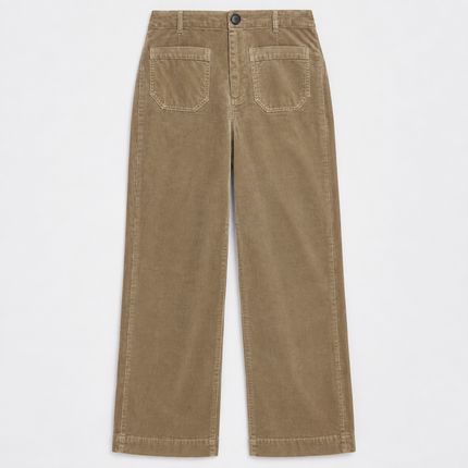 Womens Wide Leg Cord Trousers - Fawn