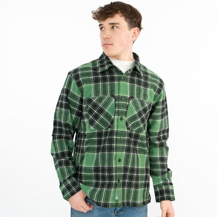 Jared Check Overshirt Bonsai Green-Quality Brands Outlet-