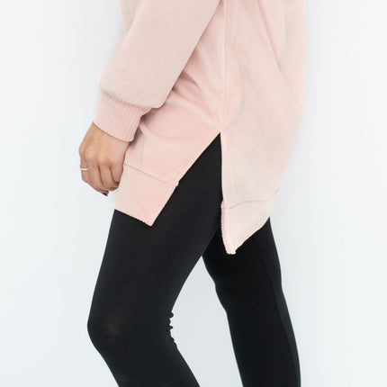 Lipsy London Pink Velour Cosy Snuggle Longline Tops Loungewear-Quality Brands Outlet-