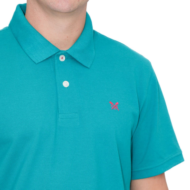 Crew Clothing Polo Shirt Classic Pique Cotton Turquoise Green - Quality Brands Outlet