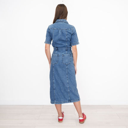 M&S Denim Utility Blue Midi Dress-Quality Brands Outlet-