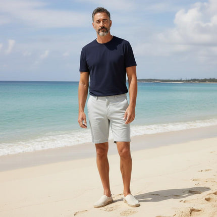 M&S Autograph Light Grey Lightweight Chino Shorts Regular Fit Summer - Quality Brands Outlet