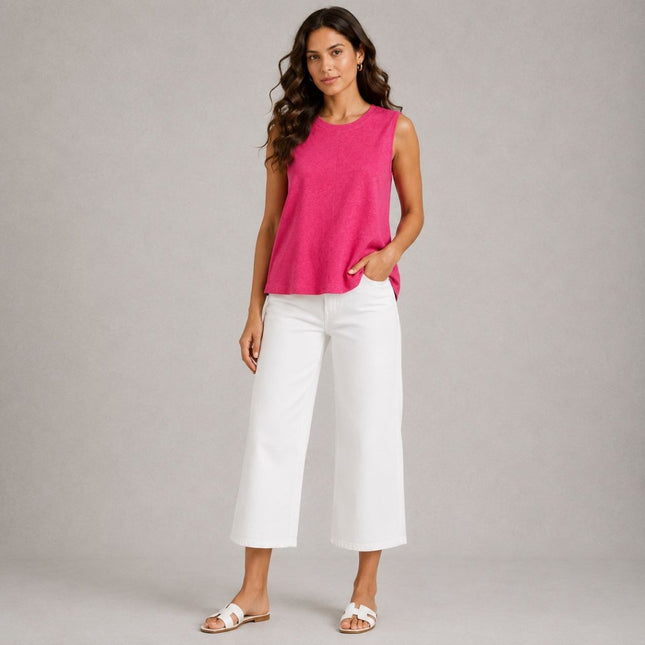 White Stuff Rylee Linen Vest Top Bright Pink - Quality Brands Outlet