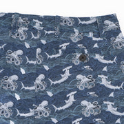 Men's Blue Marine Oriental Print Chino Summer Shorts